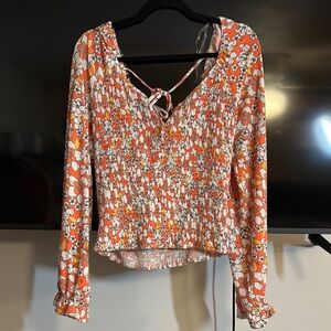 Floral Smocked Top - Orange